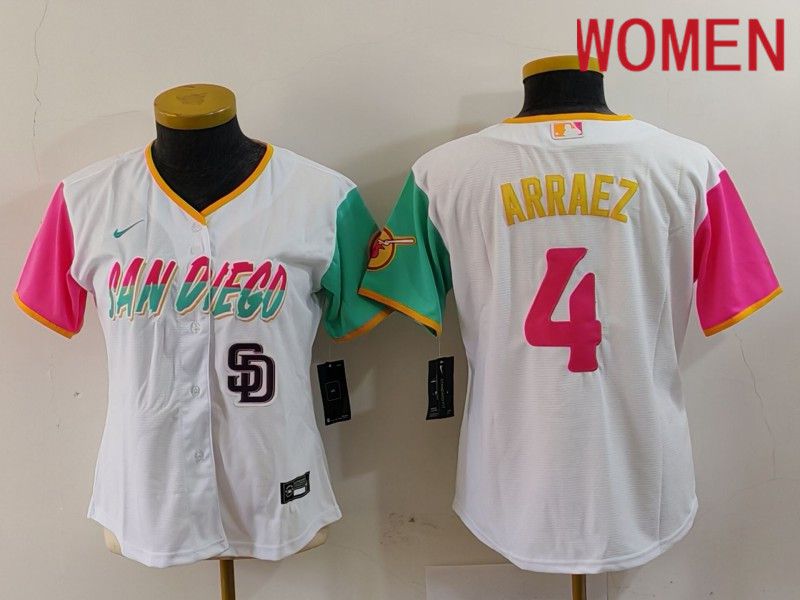Women San Diego Padres #4 Arraez White City Edition Nike 2024 MLB Jersey style 2->->Women Jersey